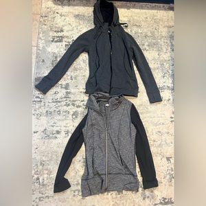 Lululemon Gray Heather Long Sleeve Scuba Full Zip Hoodie Size 8 Plush Lot Of 2